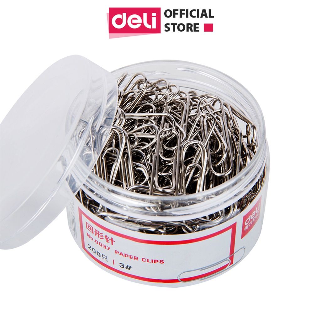Hộp 200 ghim vòng kẹp giấy tài liệu văn phòng phẩm giữ văn bản học sinh văn phòng - 0037