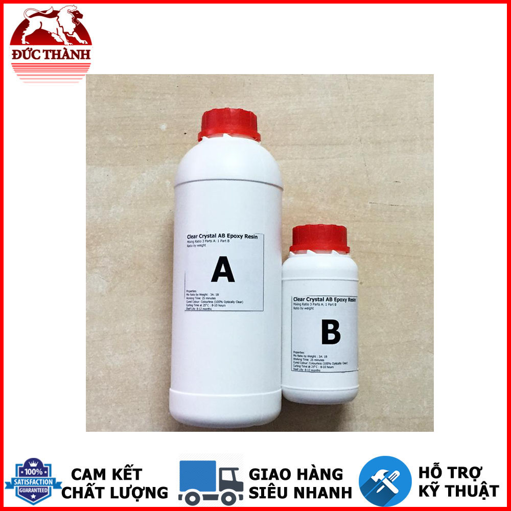 Keo đổ nhựa làm khuôn, tranh 3D, phủ ảnh, vẽ tranh cá trong suốt Epoxy Resin Ultra Clear DTAB 1kg