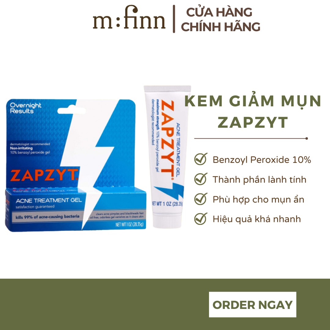 Kem giảm Mụn Zapzyt Maximum Strength 10% Benzoyl Peroxide Acne Treatment Gel "mfinn.official"