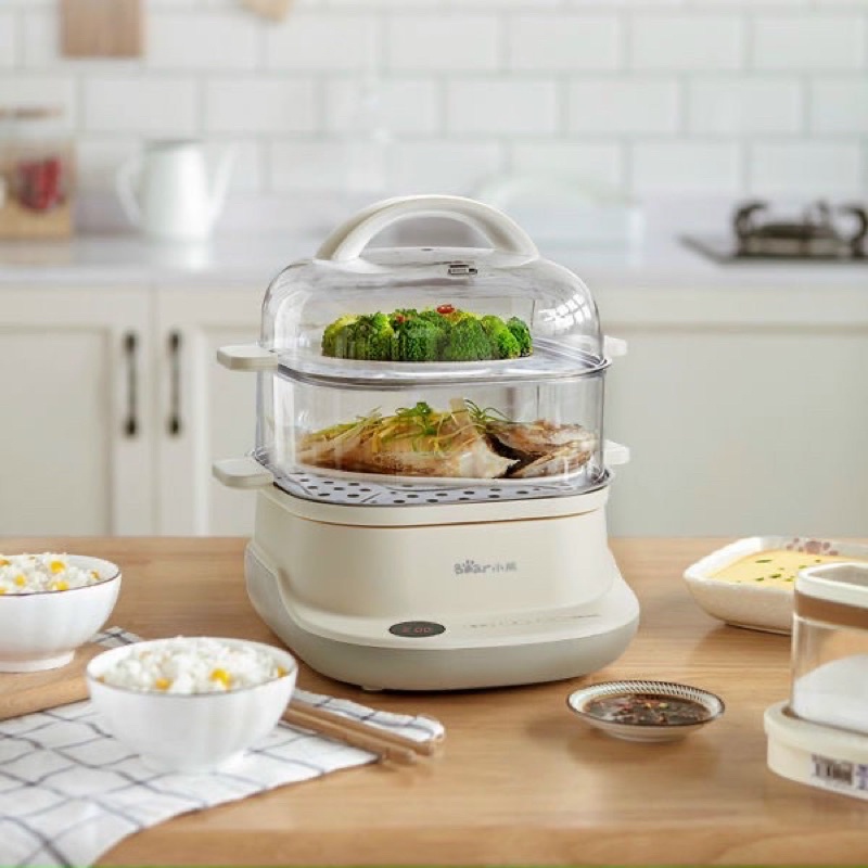 Nồi Hấp Hai Tầng Bear đa năng khay inox, Dung tích 6L. Chính hãng, bảo hành 12 tháng