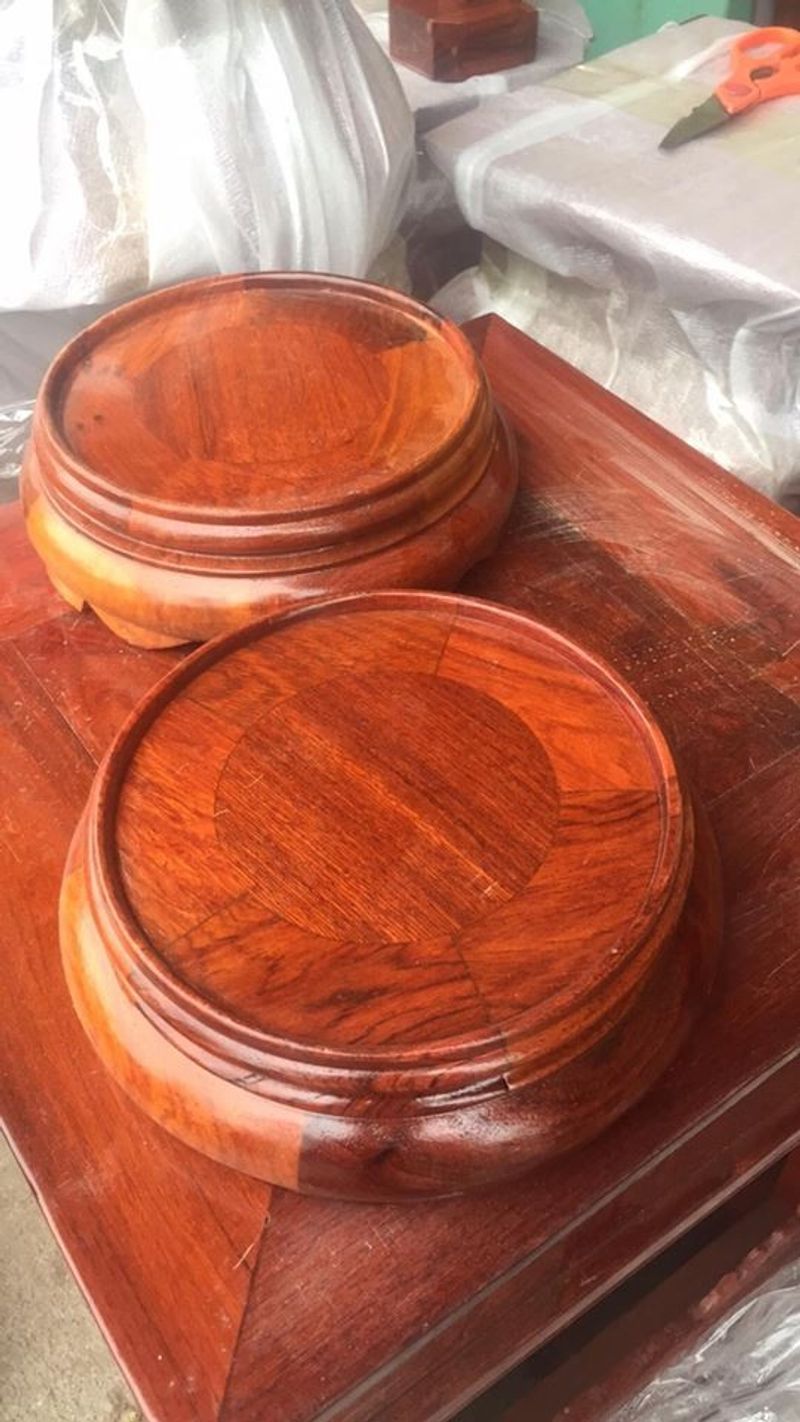 Đế bát hương  (đồ thờ gỗ ,kê bát hương) đế gỗ tròn , đế gỗ chân thấp  ( cao 6cm)