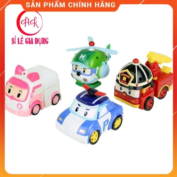 Bộ 4 xe đồ chơi ô tô chạy trớn hoạt hình poli HK Mart