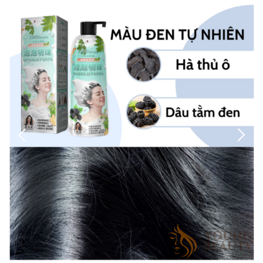 Dầu gội nhuộm phủ bạc tóc thảo dược sami - dầu gội phủ màu đen, nâu hạt dẻ, kích mọc tóc, mượt tóc 400ml - young beauty