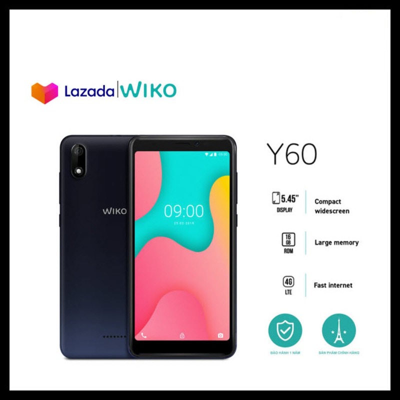 Điện thoại Wiko Y60 - Ram 1GB, Rom 16GB, Pin 2500 mAh, Màn hình 5.45, Camera sau 5.0 MP, Camera trước 5.0 MP - Hãng phân phối chính thức