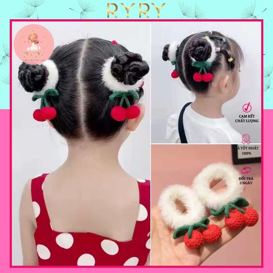 Dây Cột Tóc Cho Bé Chùm Cherry Xinh Xắn