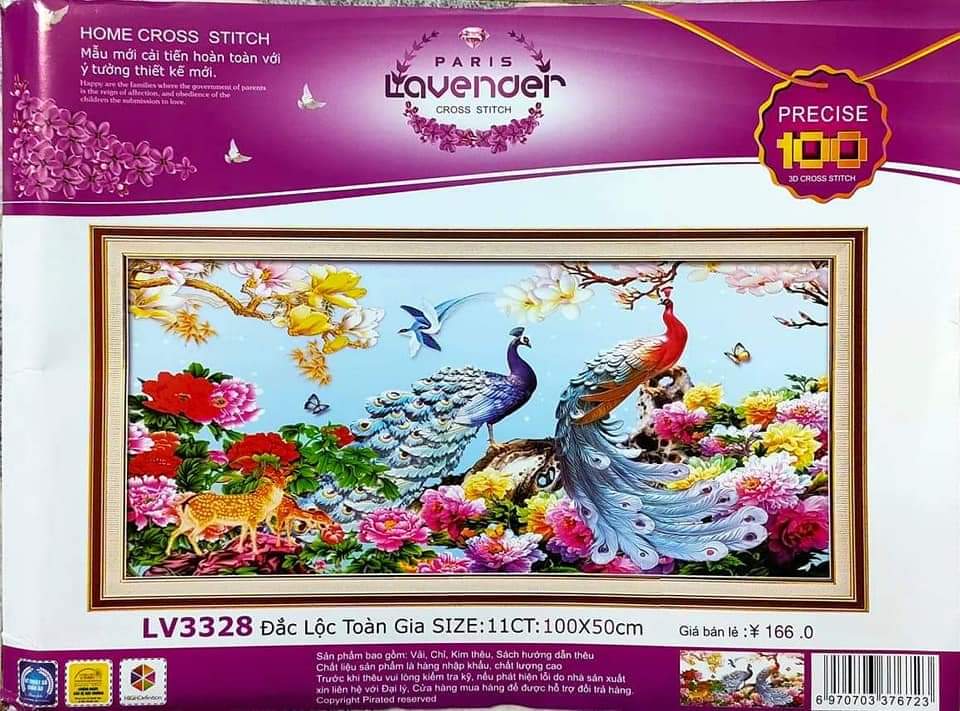 [HCM]Tranh thêu chữ thập công đắc lộc toàn gia LV3328 - kích thước 100 * 50