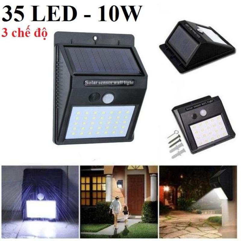 Đèn cảm ứng năng lượng mặt trời có cảm biến hồng ngoại 3 chế độ sáng 35 LED (ĐEN)