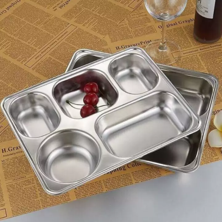 Khay phần đựng cơm inox sâu inox xịn 5 ngăn cao cấp