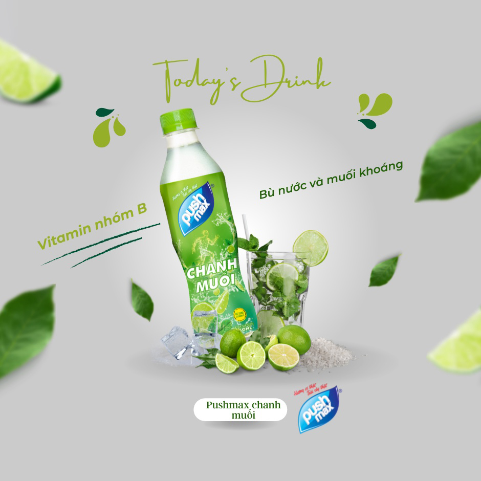 Thùng 24 Chai Nước Trái Cây Chanh muối Pushmax (350ml x 24 Chai)