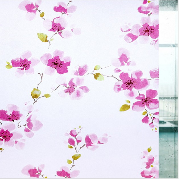 Giấy dán kính hoa mai đỏ - khổ rộng 0.45m