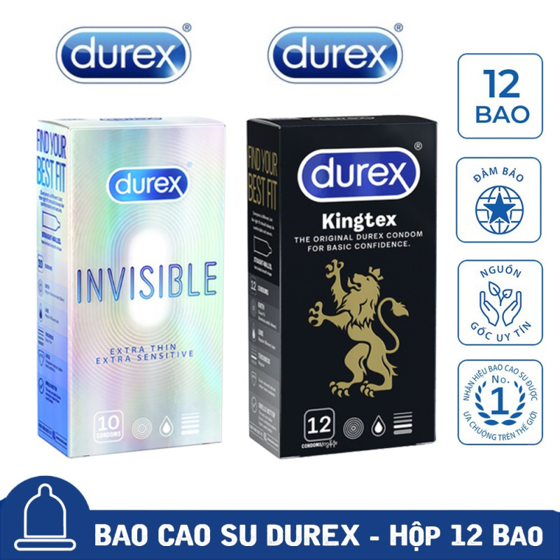 [Mua 1 tặng 1] Bao Cao Su Durex Invisible Extra Thin cực siêu mỏng + Durex Kingtex size cỡ nhỏ  CHE TÊN SẢN PHẨM nhập khẩu