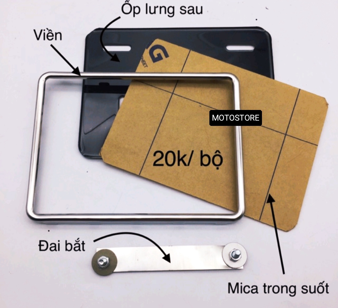Bộ Ốp khung biển số xe máy inox (giá cả bộ) [Biển thường]