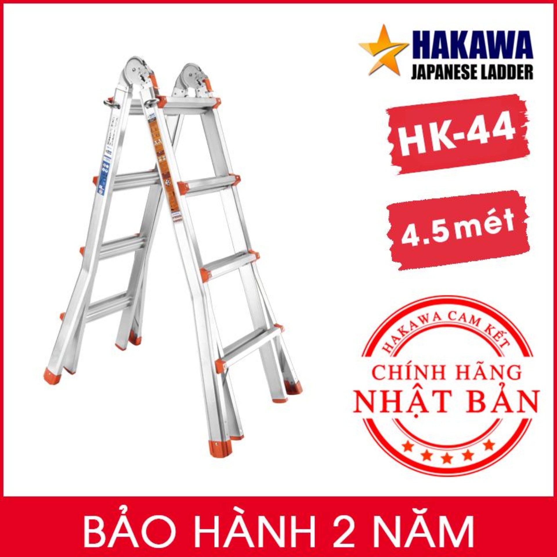 Thang trượt HAKAWA HK44 - Cải tiến mới 2019 - Sử dụng cho công trình - Gia đình - Siêu bền - Siêu chắc