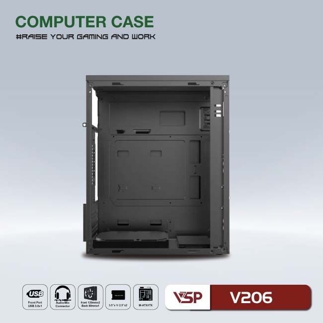 Vỏ Case Máy Tính VSP V206 - Hàng Chính Hãng