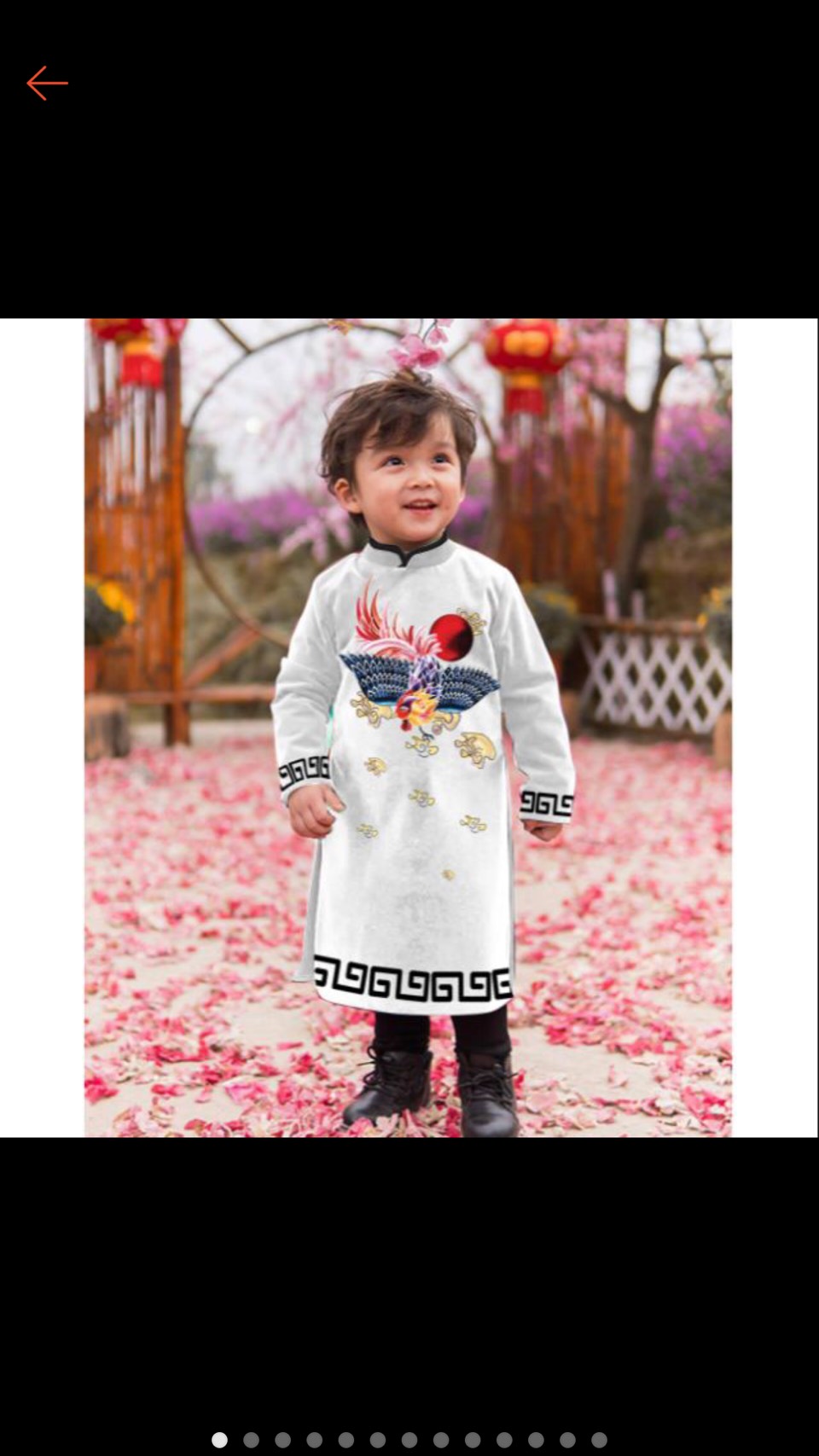Áo dài chim phụng cho bé trai