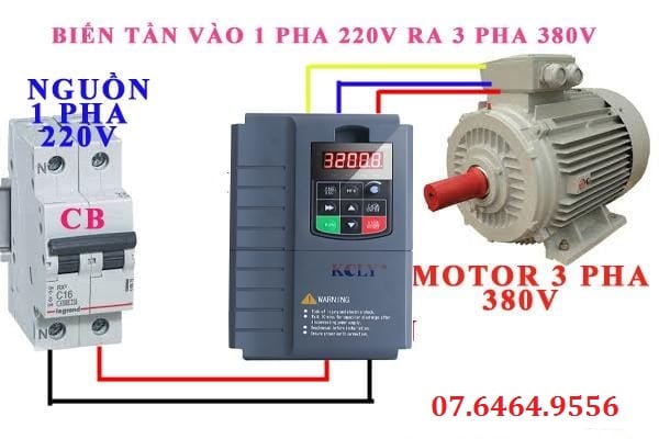 BIẾN TẦN KCLY 3,7KW VÀO 1 PHA 220V RA 3 PHA 380V HÀNG MỚI CHUYÊN ĐỔI ĐIỆN 1 PHA RA 3 PHA