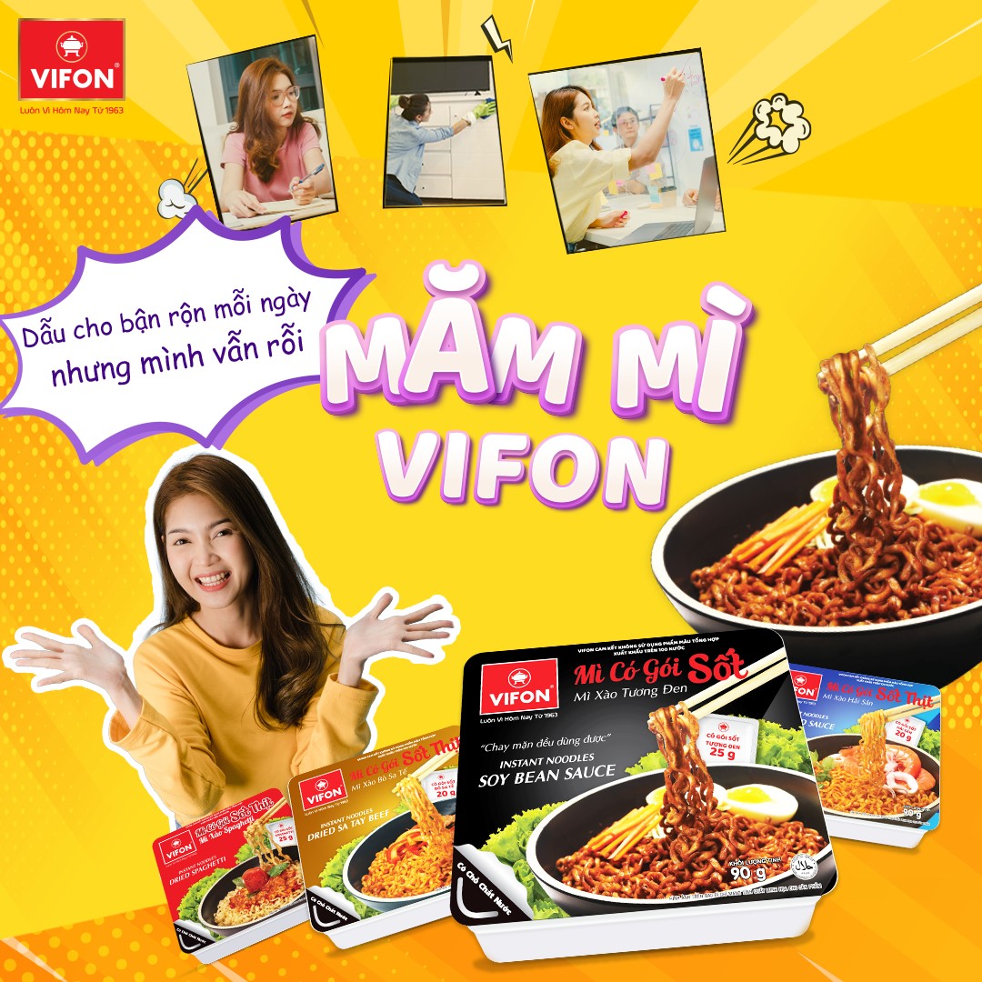 ( Thùng 18 khay) Mì Xào Khay Tương Đen VIFON 90gr