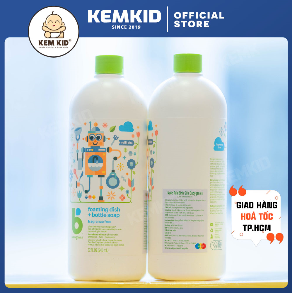 [HCM] Nước rửa bình sữa Babyganics Refill 946ml