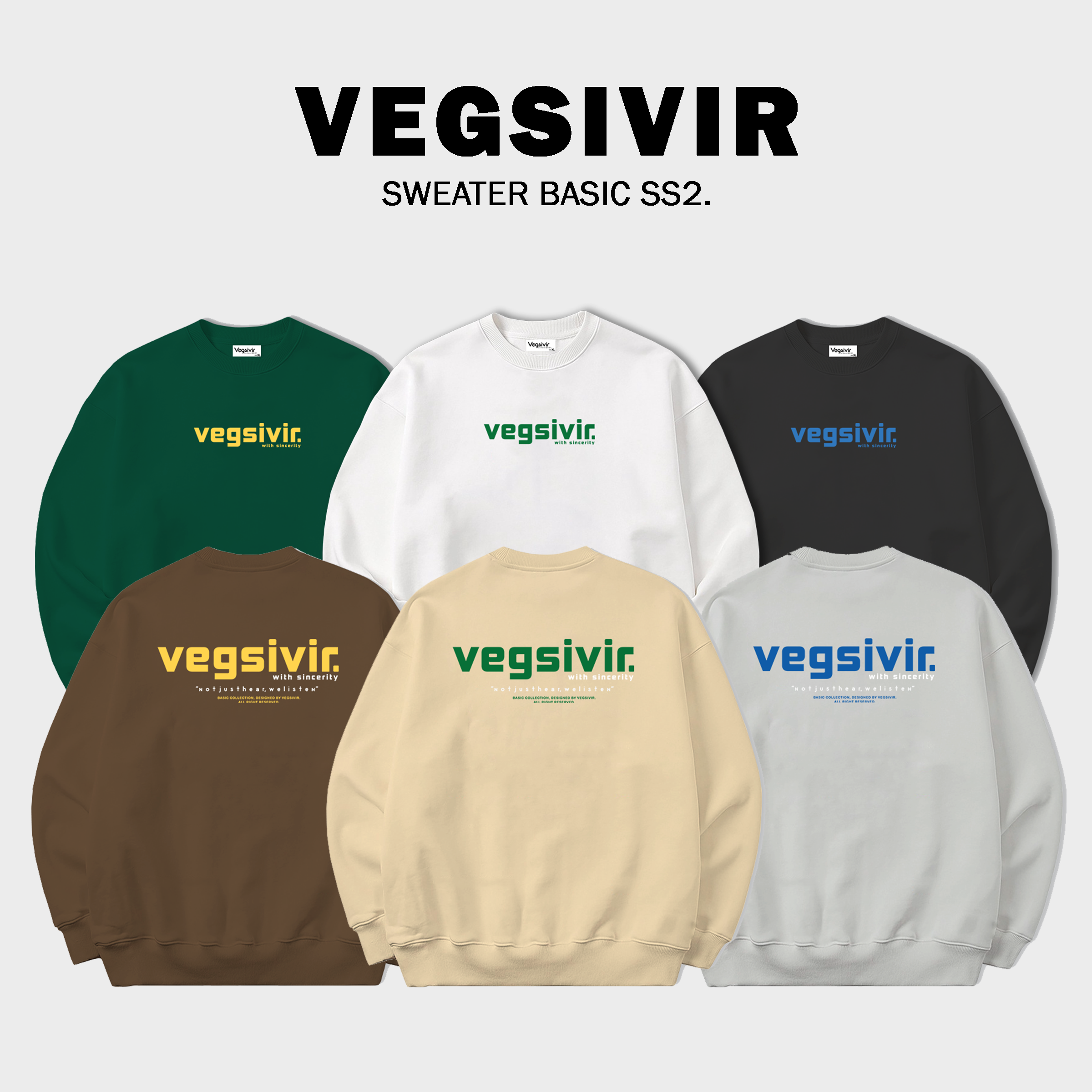Áo sweater nỉ chân cua VEGSIVIR - BASIC SS2