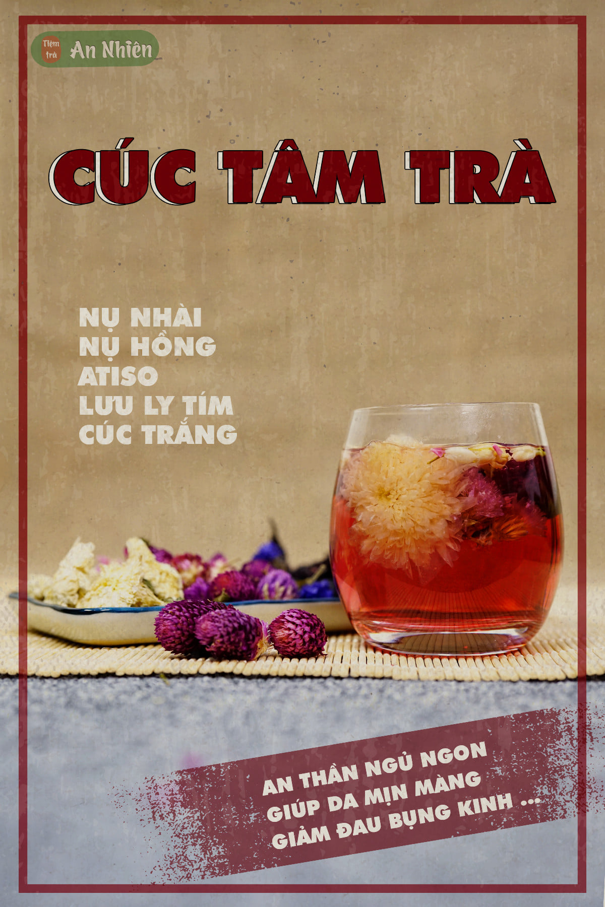 Set Cúc Tâm Trà- Trà Thảo Mộc tiêu thực, an thần