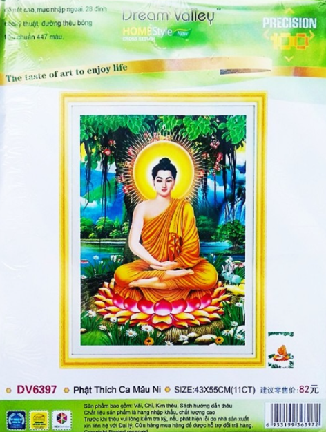 Tranh thêu chữ thập 3d phật thích ca mẫu ni dv6397 kt:43x55cm