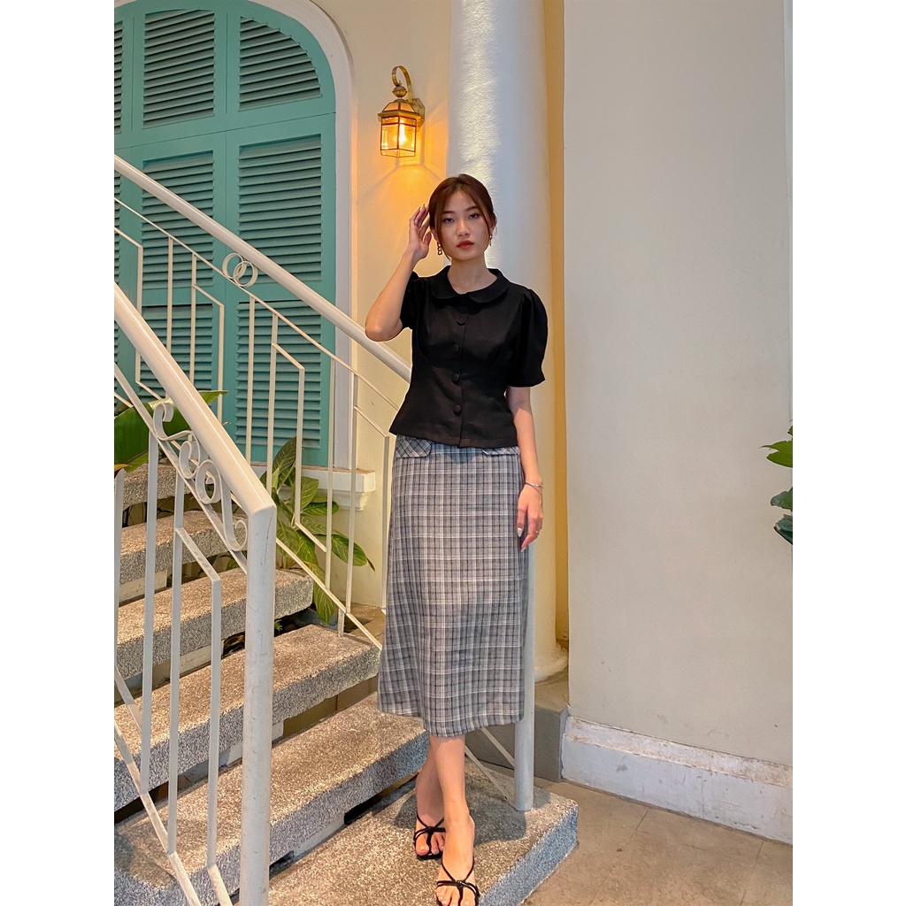 Chân Váy Bố Nắp Túi - Caro [Cv012 - Senbe Clothing]