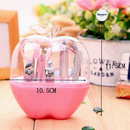 Bộ Dụng Cụ Làm Nail Apple Bộ Bấm Móng Tay 9 Món Quả Táo Kèm Gương Mini Cầm Tay Tiện Lợi