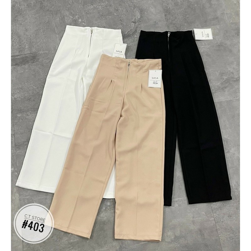 Quần ống rộng nữ suông lưng cao khóa trước quần tây ống suông lưng cao quần ống rộng cạp cao dài chất liệu vitex vải quần tây quần ống suông lưng cao kiểu mới