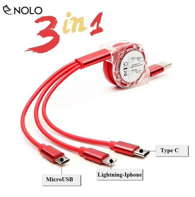 Dây sạc 3 đầu tiện lợi, sạc siêu nhanh