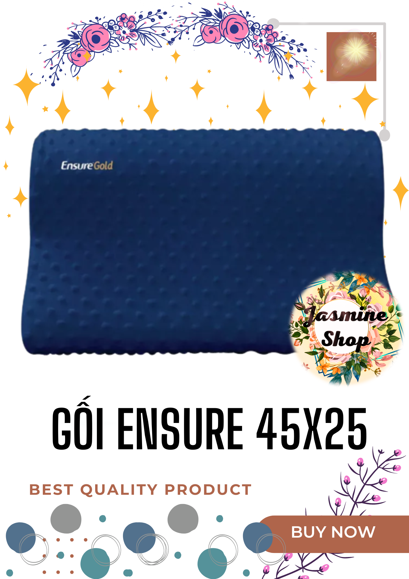 Gối cao su non 46x26cm [quà tặng từ Ensure Gold] - [Jasmin-O-]