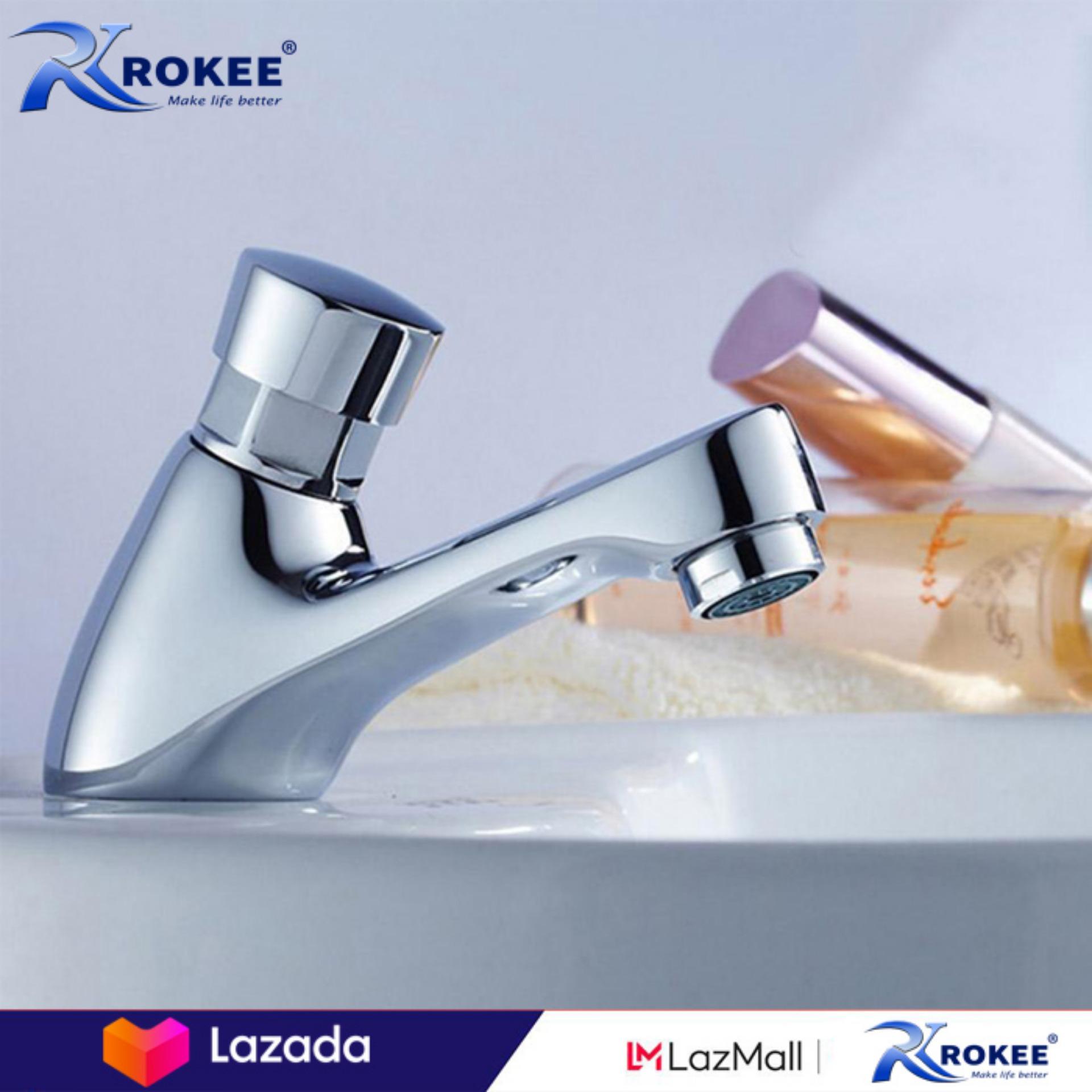 Vòi lavabo lạnh nhấn hơi Rokee DL311 (Trắng bạc)