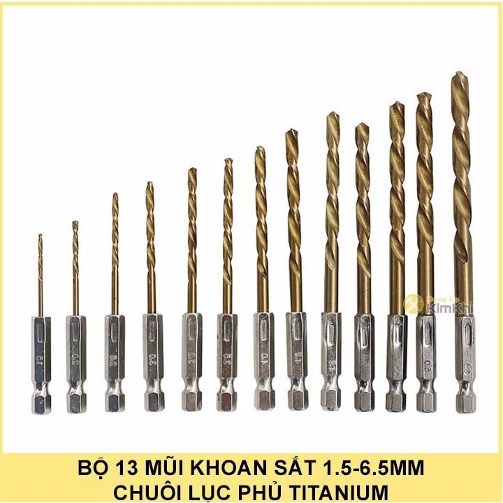 Mũi Khoan Thép Gió HSS Titanium Chuôi Lục Giác phi 1.5 - 6.5mm