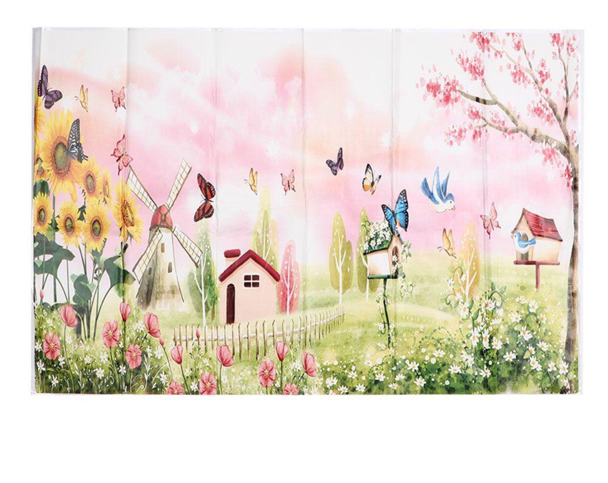 Tấm decal dán tường nhà bếp dễ lau chùi 60x90cm-Khu vườn hoa buom hồng