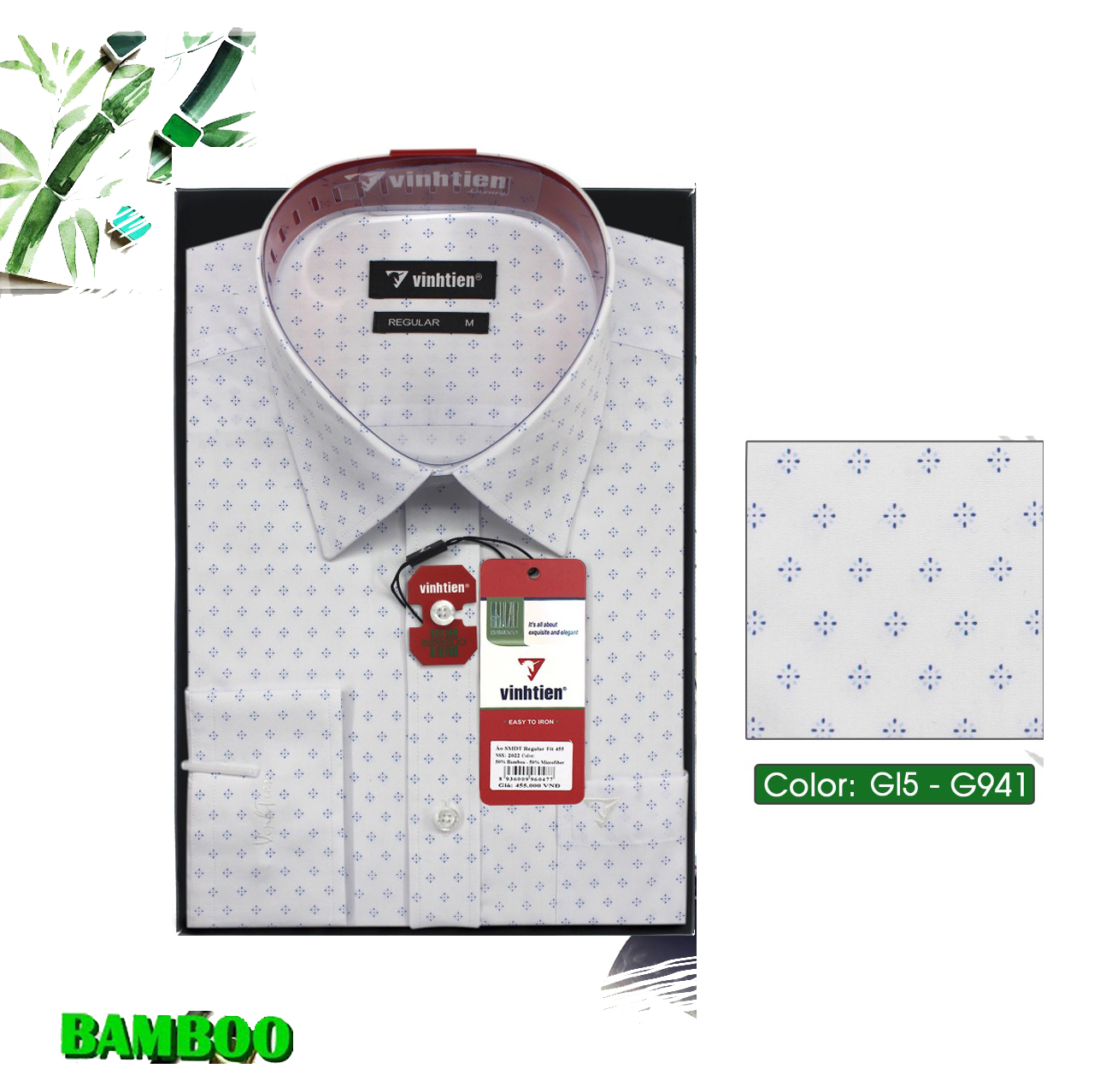 Áo Sơ Mi Nam Bamboo Dài Tay Dáng Regular Vĩnh Tiến G941