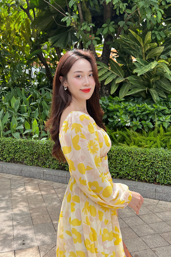 [NHẬP MÃ NOVFALAZSOCIAL02 GIẢM 40K ĐƠN 199K  ] Đầm kiểu cutout MAYBI voan tay phồng