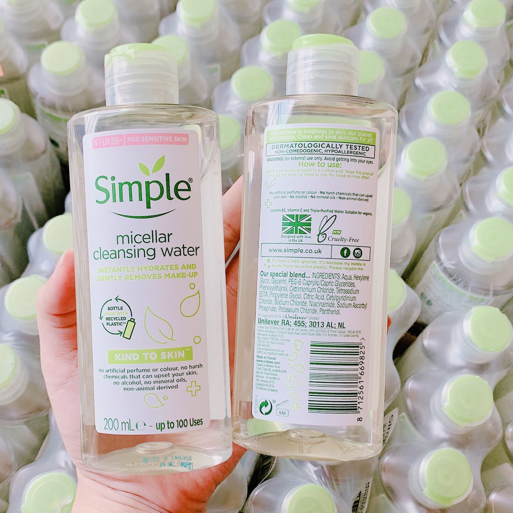 [HCM][Mẫu Mới] Nước Tẩy Trang Simple Micellar Cleansing Water 200ml/400ml