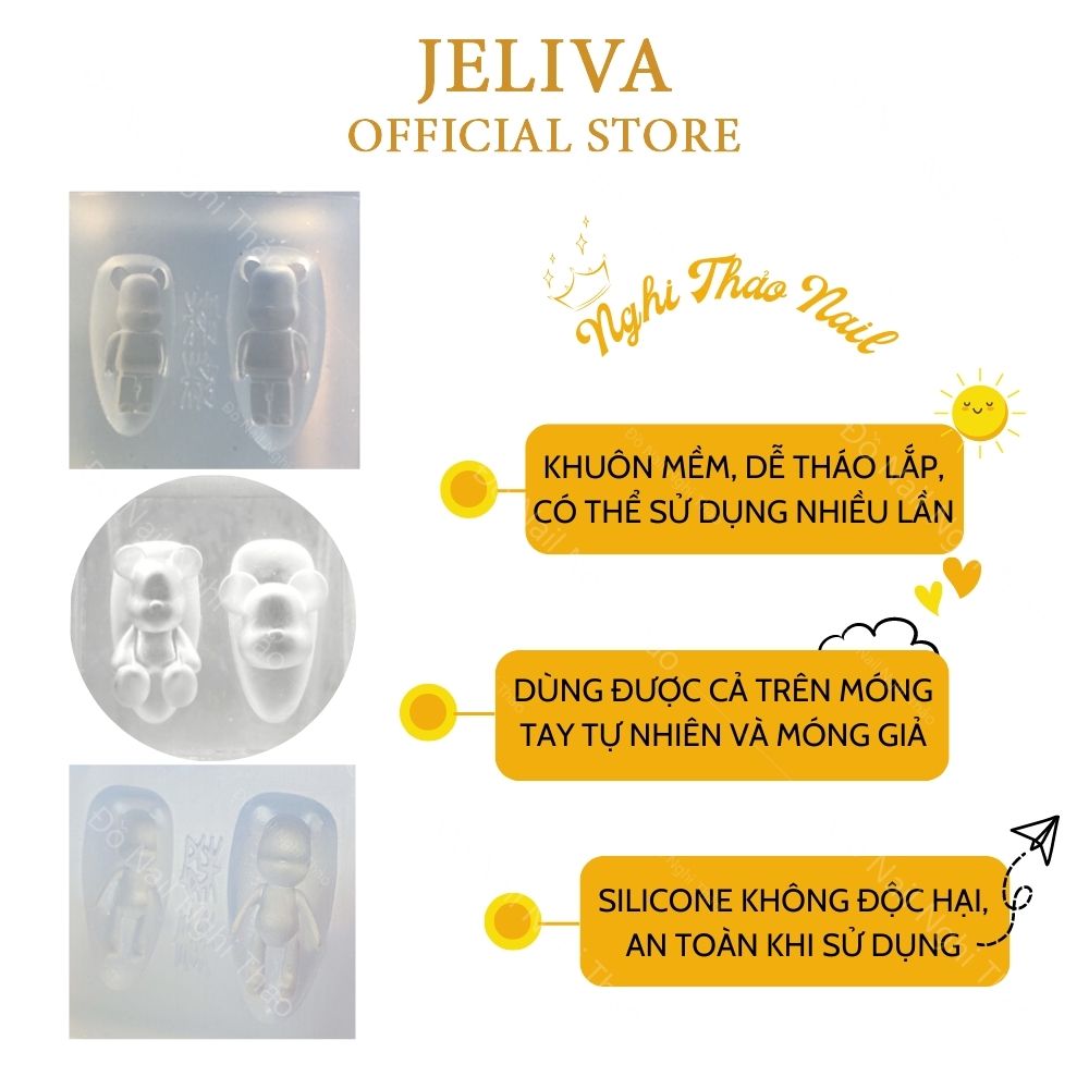 Khuôn silicon nail gấu bearbrick