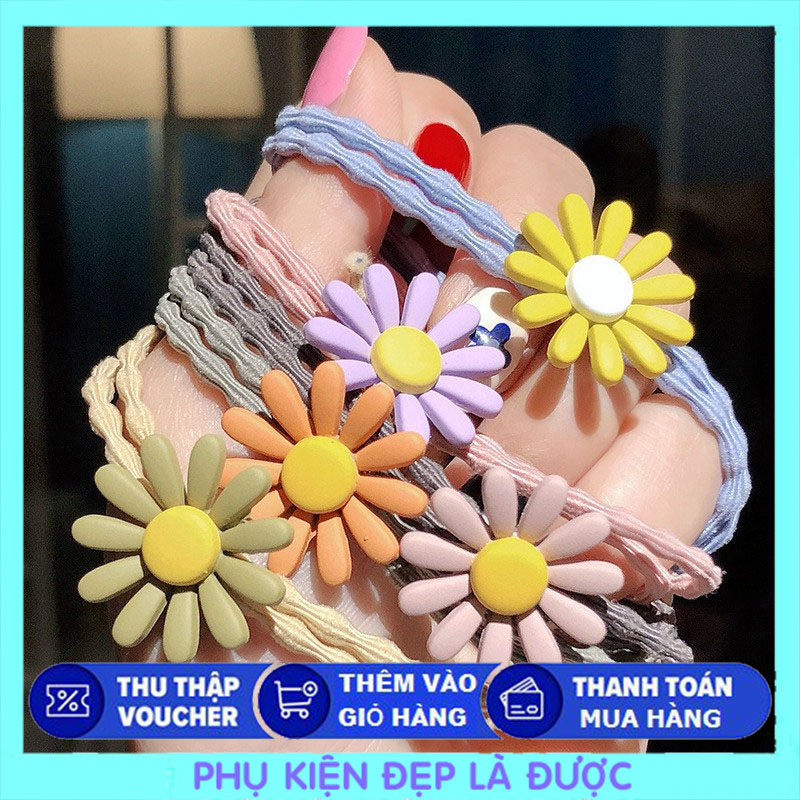 🌼 Combo 2 Thun Buộc Tóc Hoa Cúc Xinh Lung Linh 🌼