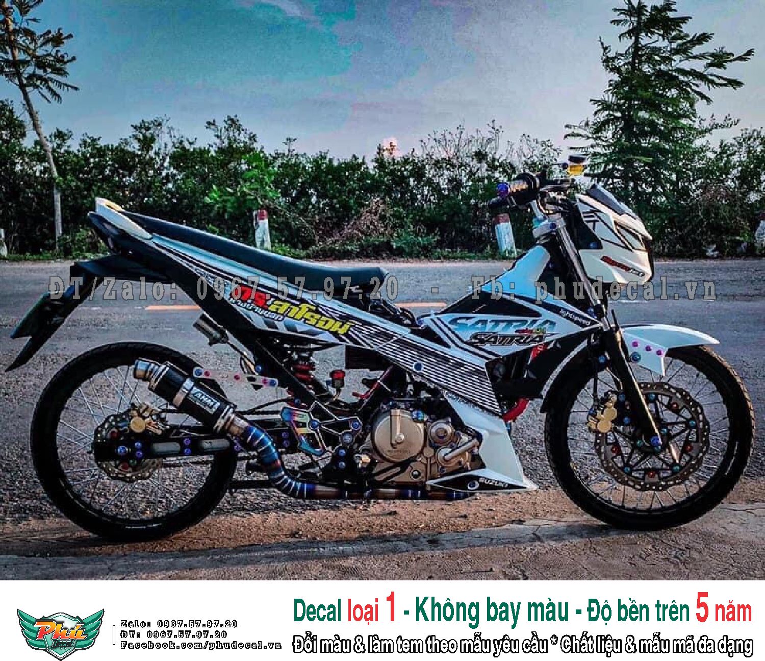 Tem rời Satria trắng đen