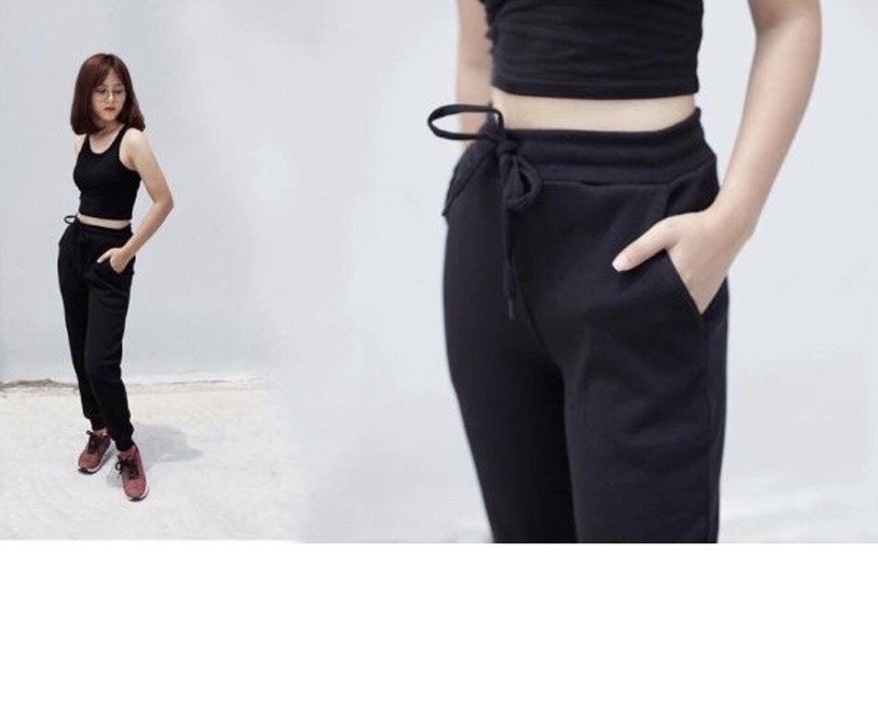 Quần jogger len tăm bo gấu chất dày dặn co giãn tốt