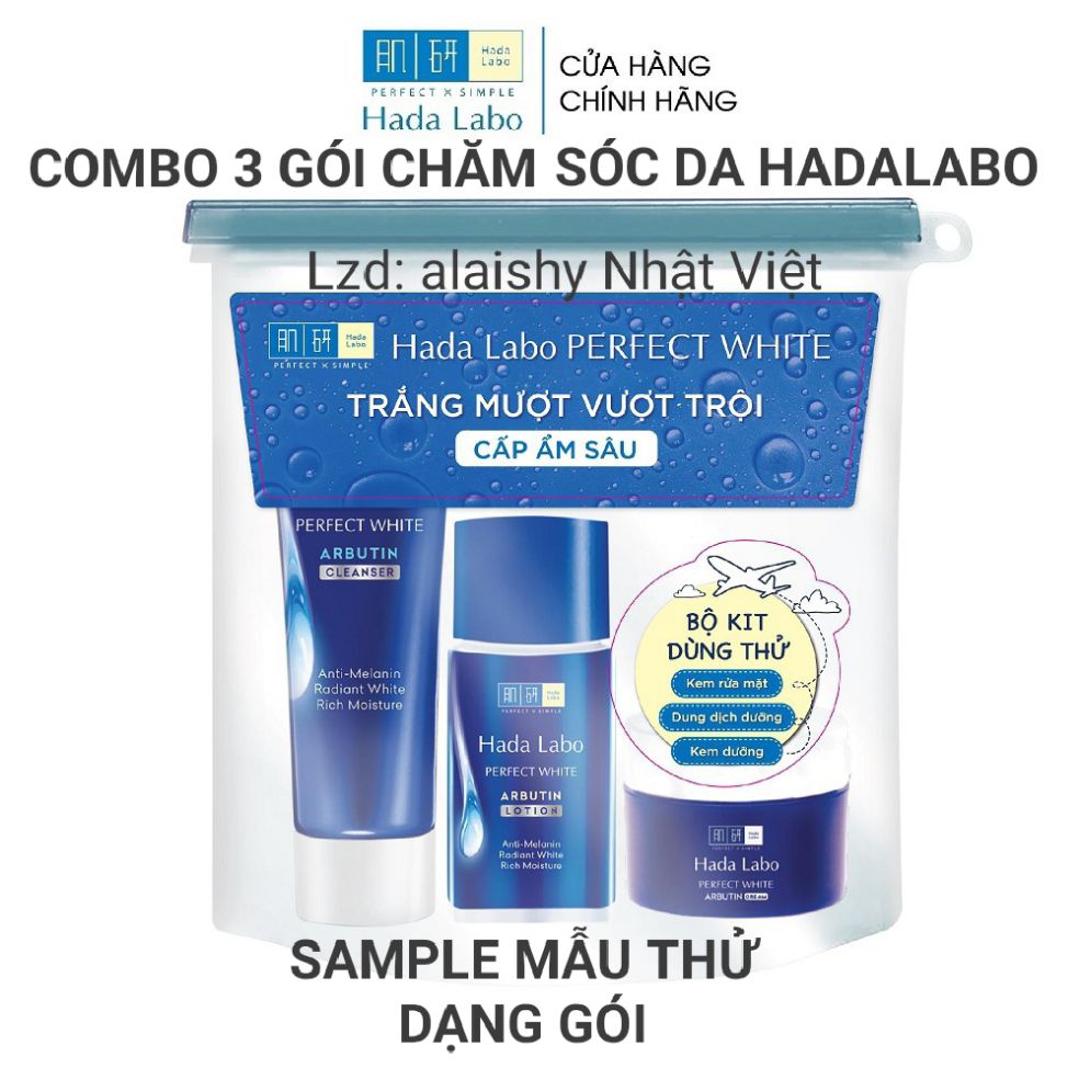 Combo 10 sét bộ dưỡng trắng da Hada labo dạng gói : kem dưỡng trắng da Hadalabo - sữa rửa mặt Hadalabo - dung dịch dưỡng trắng da Hadalabo - Combo bộ Hadalabo
