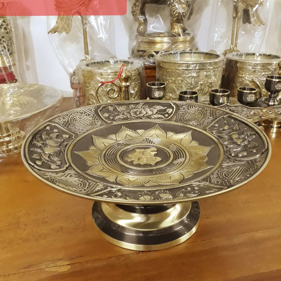 Mâm quả Mâm bồng đồng nguyên chất 35cm