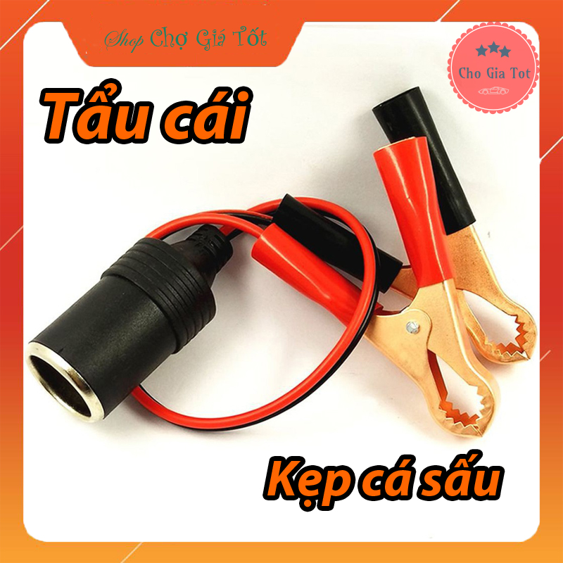 Đầu tẩu cái ô tô có kẹp bình ắc quy cá sấu dài 30cm 12V-24V