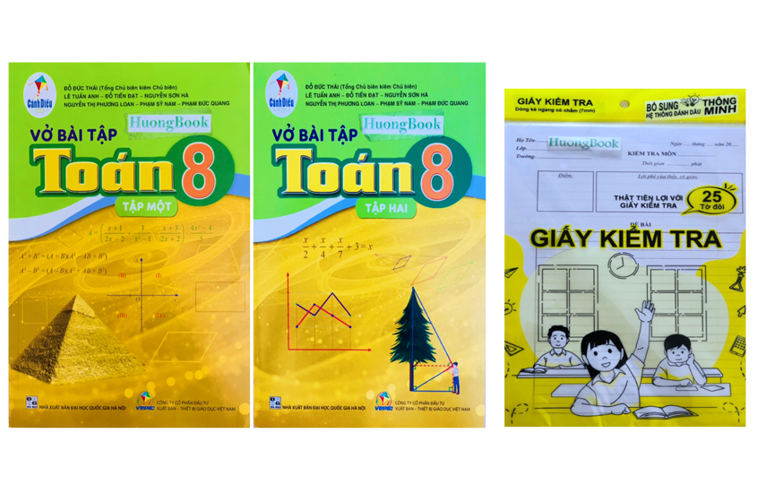 Sách - combo vở bài tập toán 8 - tập 1 + 2 + xấp giấy kiểm tra cấp 2