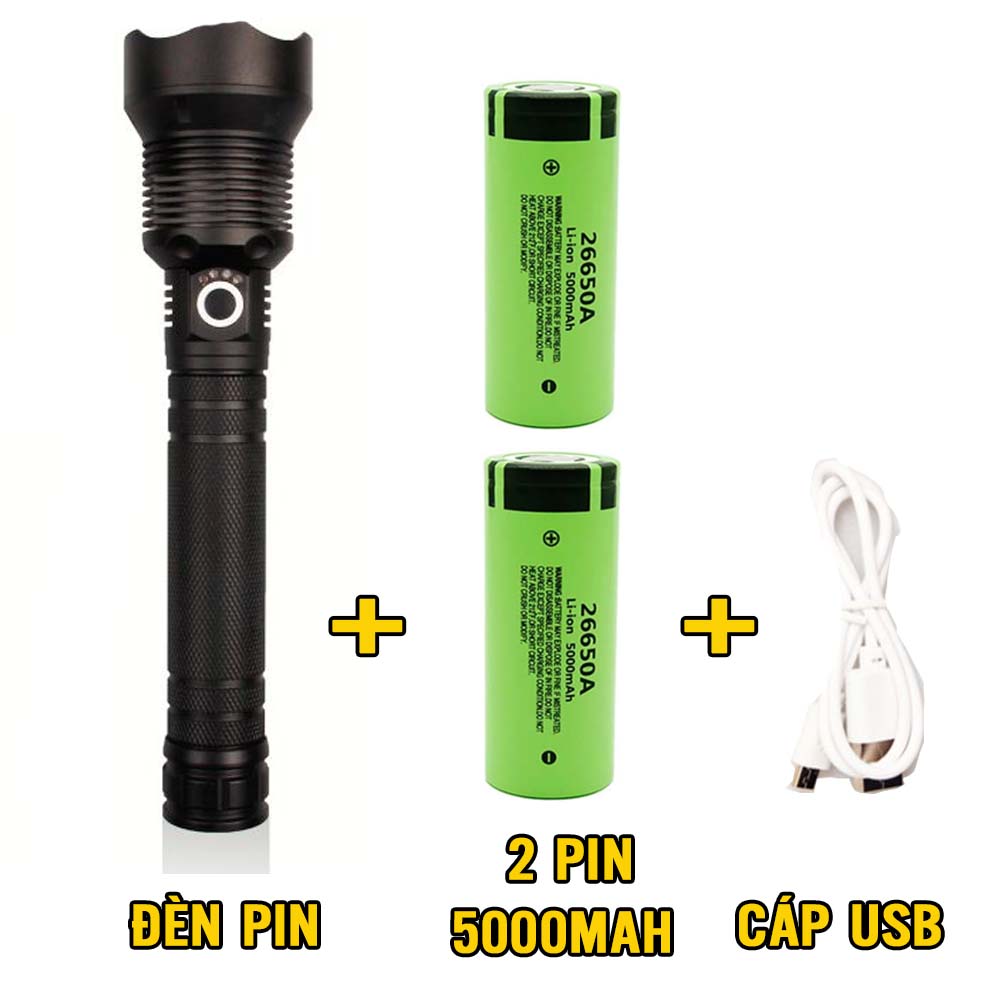 Đèn pin Siêu Sáng XHP70 pin Trâu cáp Type-C ( chuẩn loại 1 )
