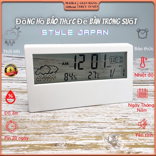 HOT SALE [Style Japan] Đồng Hồ Báo Thức Để Bàn Điện Tử Màn Hình Trong Suốt. Đồng Hồ Trong Suốt Làm Quà Tặng Hoặc Trang Trí
