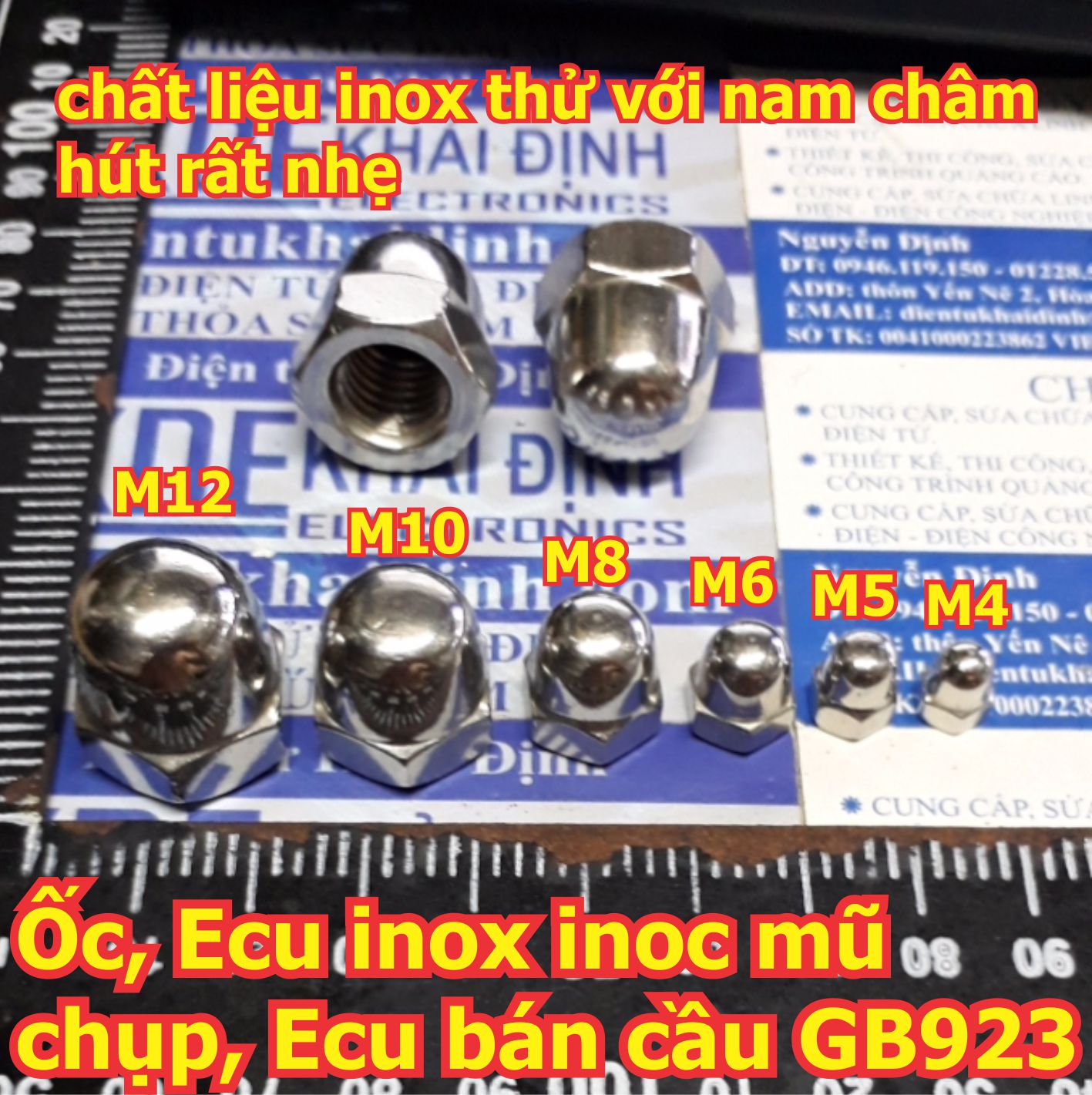 Ốc Ecu inox inoc mũ chụp Tán Ecu bán cầu GB923 các loại M4 ~ M16 kde5833