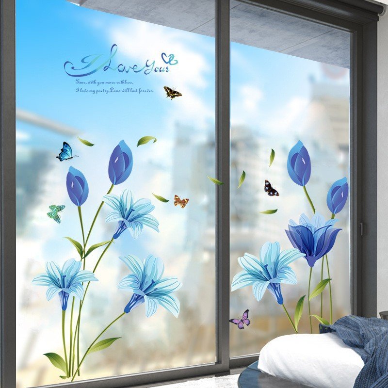 DECAL DÁN TƯỜNG HOA ANH THẢO XANH