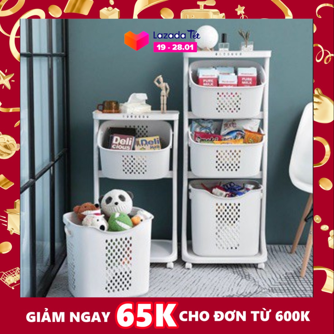 [HCM]Bộ kệ 4 tầng TS-5567 đựng rau củ quả nhà bếp đựng quần áo & đồ dùng tiện ích nhà tắm có bánh xe di chuyển