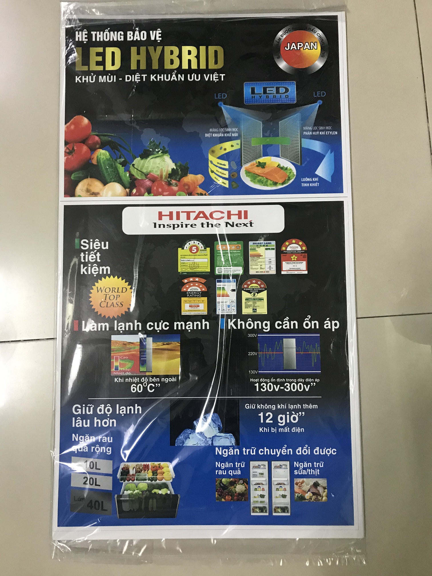 [HCM]Miếng dán tủ lạnh Hitachi - Tem dán tủ lạnh Hitachi